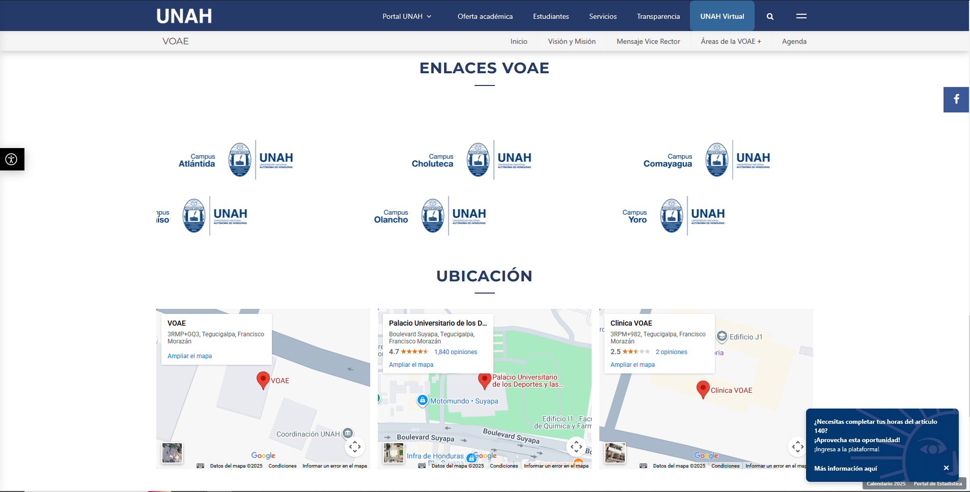 VOAE's locations section